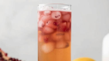 pomegranate mocktails including citrus mint cooler, chia refresher, green tea fizz, and mango pomegranate splash